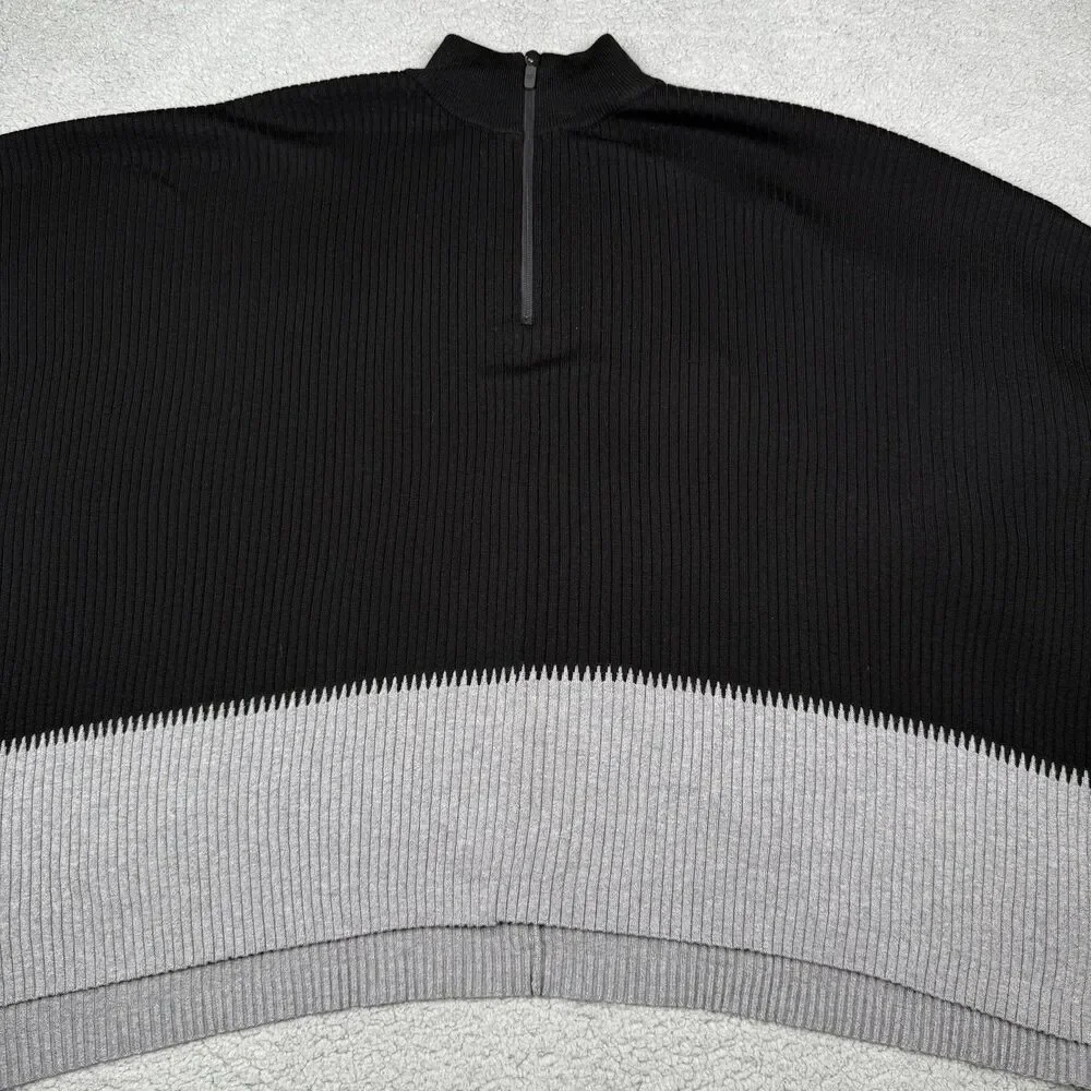 Lululemon‎ On The Go Poncho Womens Black Grey Merino Wool Sweater Half Zip Cape